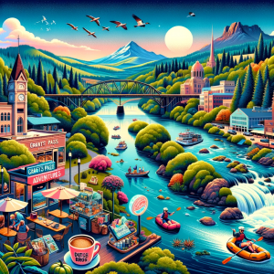 2024-01-27 14.30.19 - A vibrant and picturesque scene representing Grants Pass, Oregon, for a travel blog. The image features key elements such as the Rogue River, lush green landscapes
